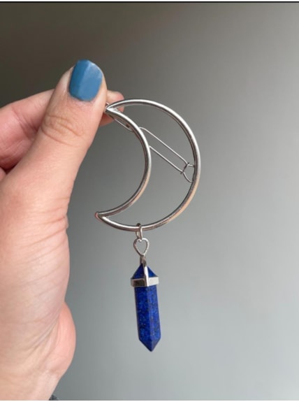 Presilha Lua com Ponta Pedra Lapis lazuli