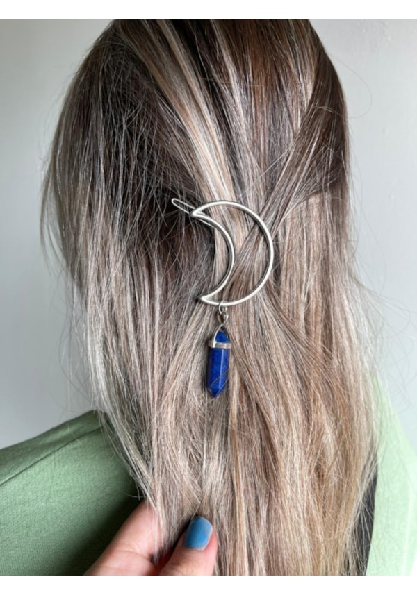 Presilha Lua com Ponta Pedra Lapis lazuli