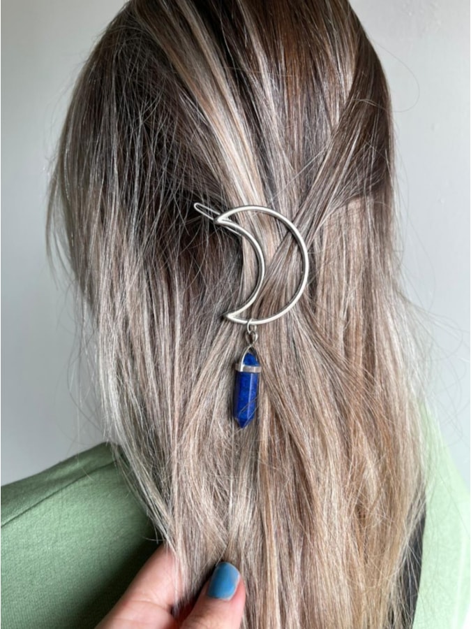 Presilha Lua com Ponta Pedra Lapis lazuli — imagem 1