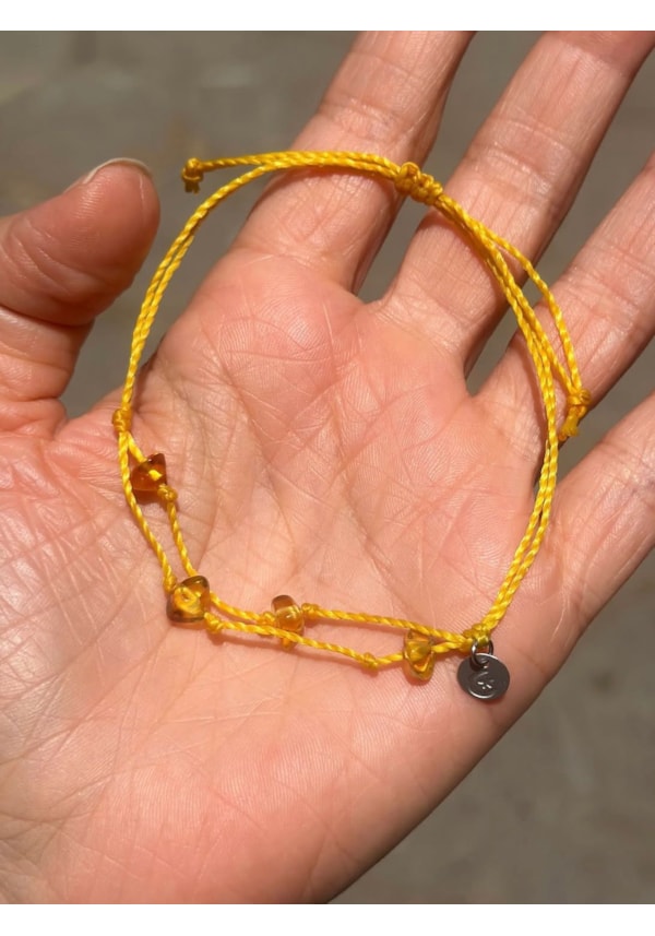 Pulseira Âmbar - Pingente Aço