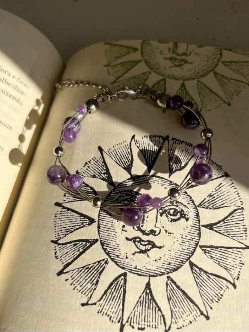 Pulseira Ametista - Artesanal em Arame
