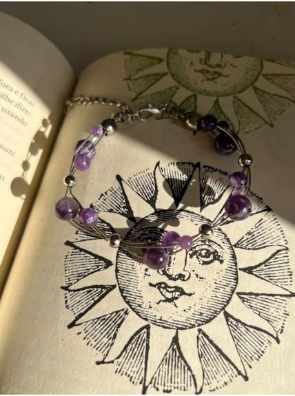 Pulseira Ametista - Artesanal em Arame