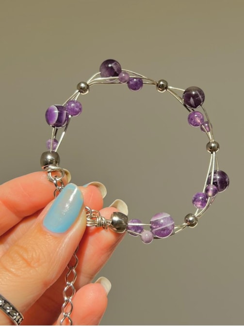 Pulseira Ametista - Artesanal em Arame