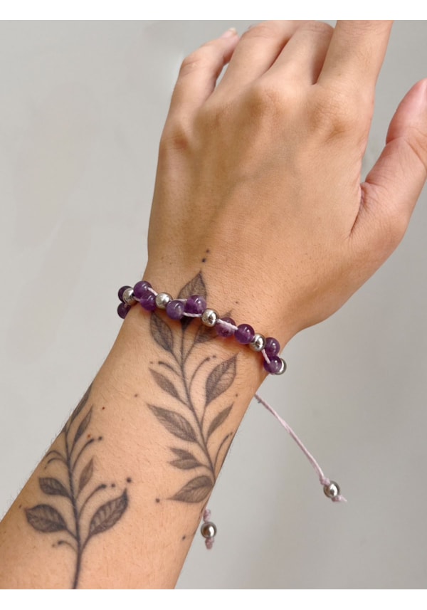 Pulseira Ametista - Macramê