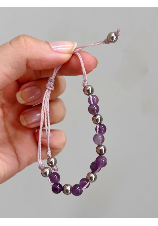 Pulseira Ametista - Macramê