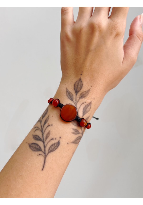 Pulseira Artesanal Cristais - Macramê