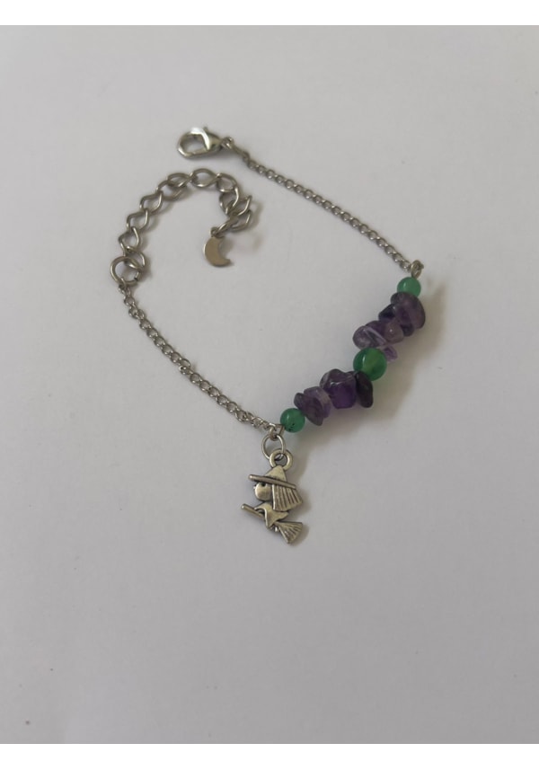 Pulseira Bruxa - Ametista e Quartzo Verde