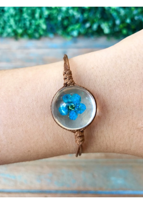 Pulseira com Florzinha Doce Azul