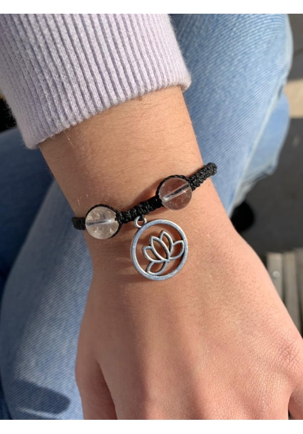 Pulseira Cristal com Flor de Lótus Vazada