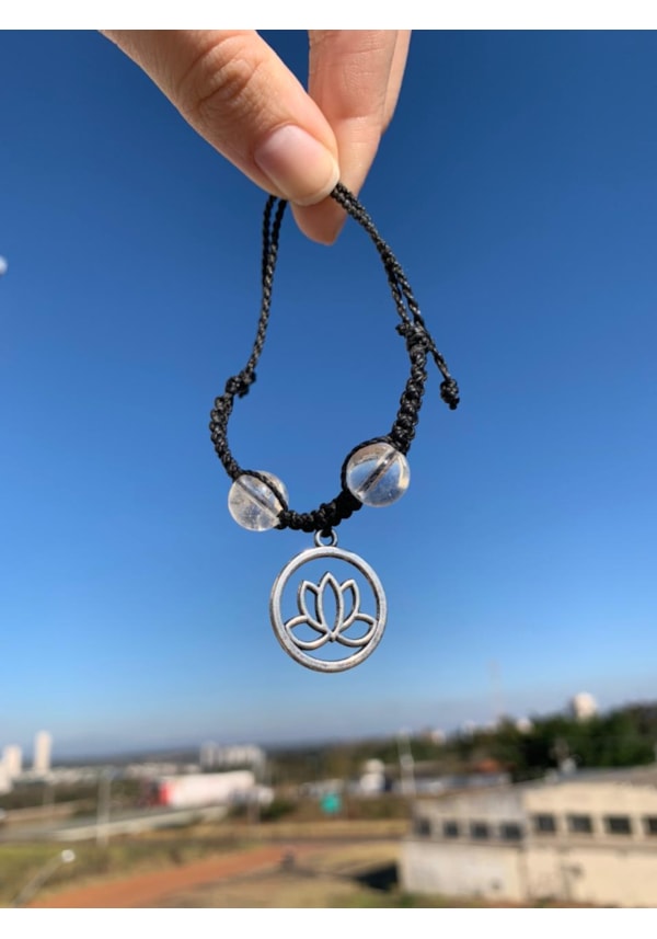 Pulseira Cristal com Flor de Lótus Vazada