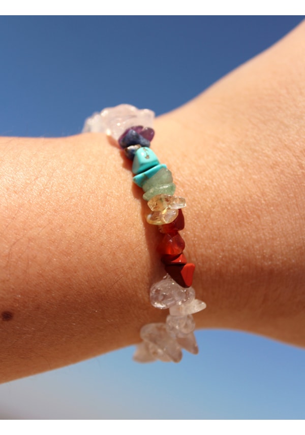 Pulseira de Cascalho Cristal Chakras