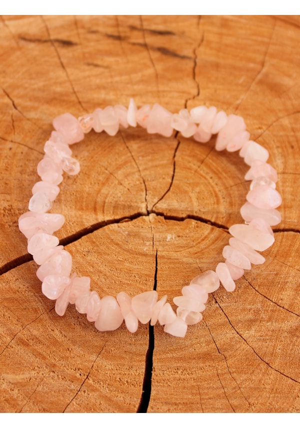 Pulseira de Cascalho Quartzo Rosa
