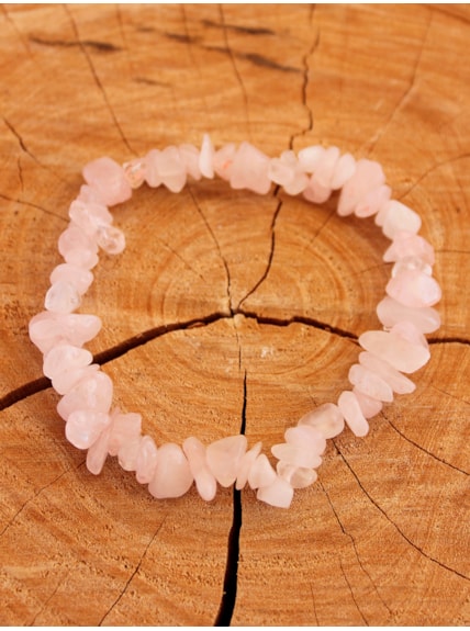 Pulseira de Cascalho Quartzo Rosa