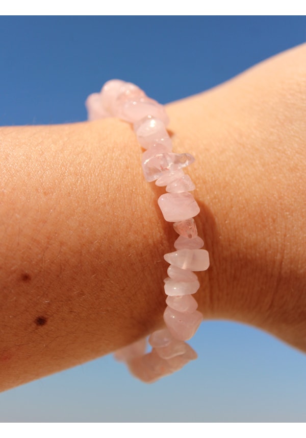 Pulseira de Cascalho Quartzo Rosa