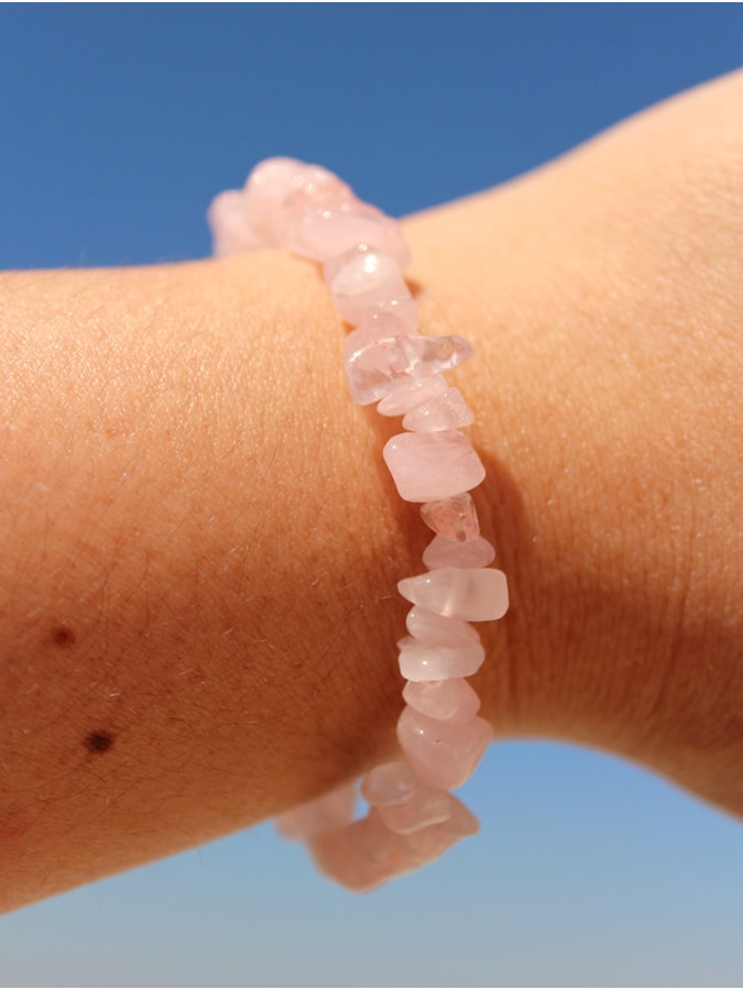 Pulseira de Cascalho Quartzo Rosa — imagem 1