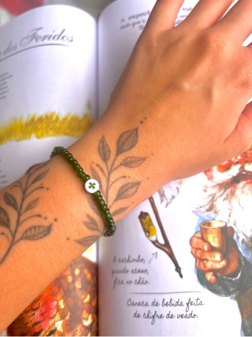 Pulseira de Miçangas Trevo - Verde