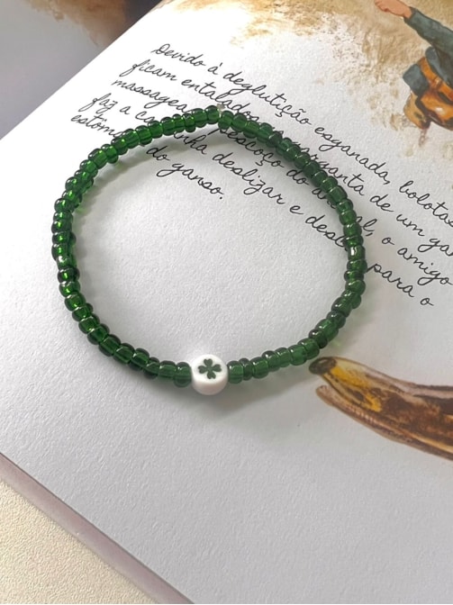 Pulseira de Miçangas Trevo - Verde