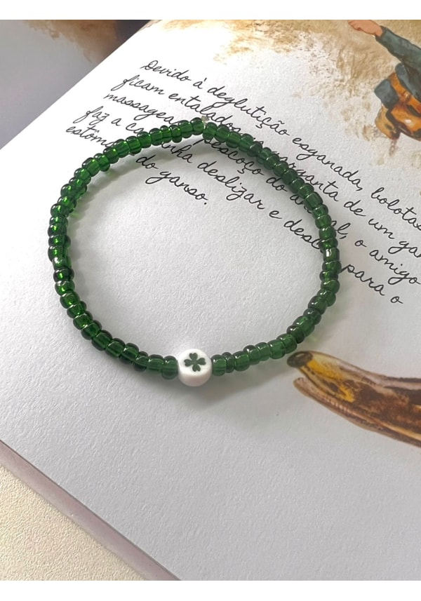 Pulseira de Miçangas Trevo - Verde