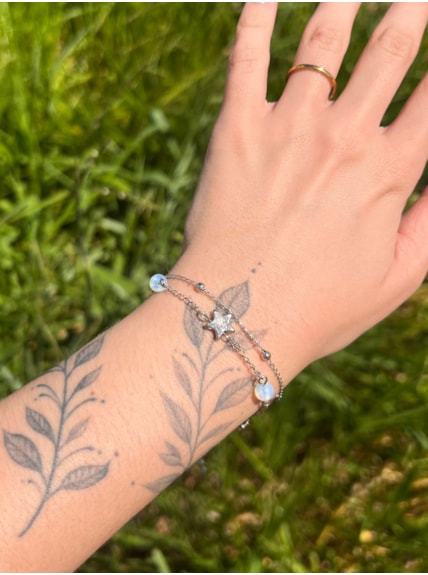 Pulseira Dupla Estrela e Pedra da Lua
