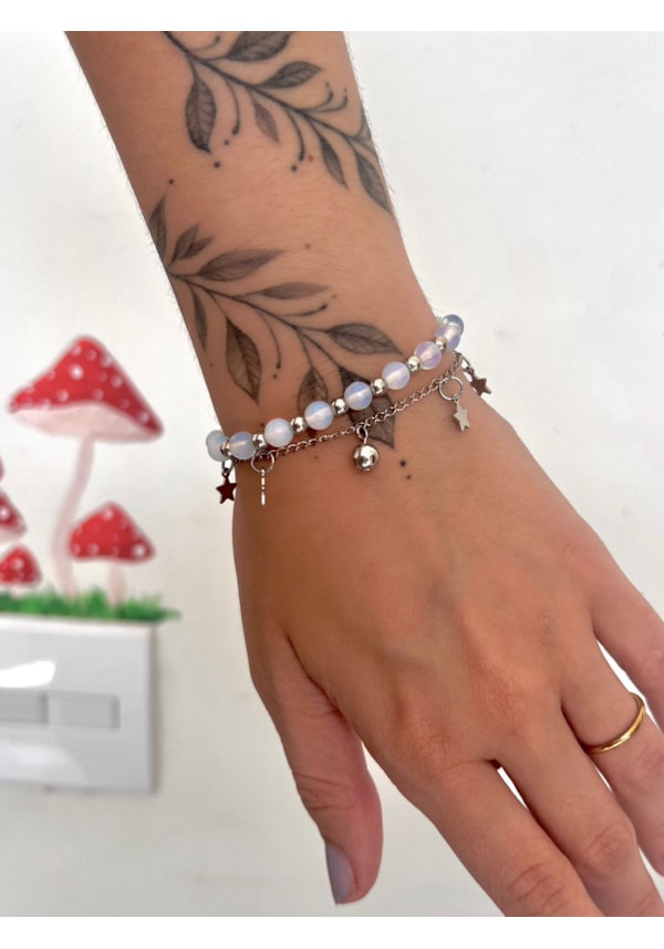 Pulseira Dupla Pedra da Lua