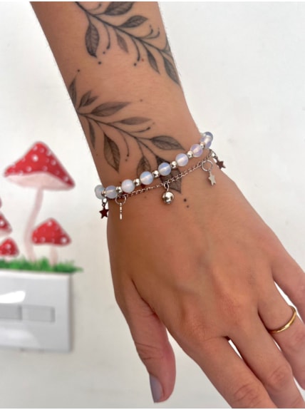 Pulseira Dupla Pedra da Lua