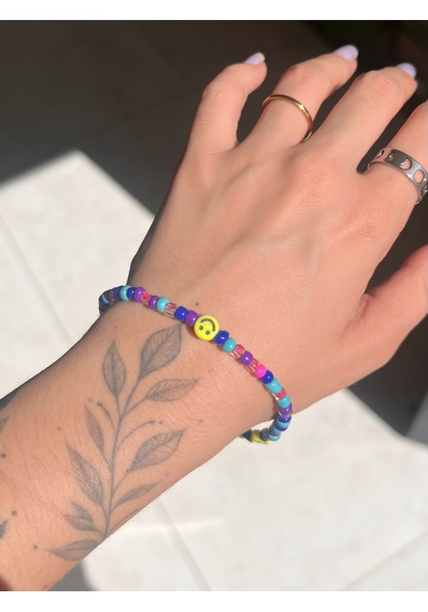 Pulseira Elástico - Smile e Miçanga