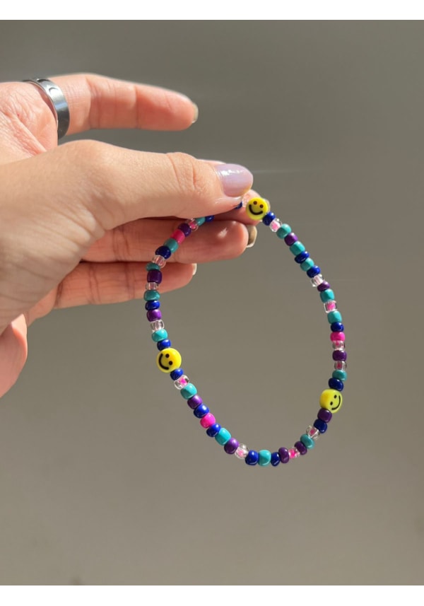 Pulseira Elástico - Smile e Miçanga