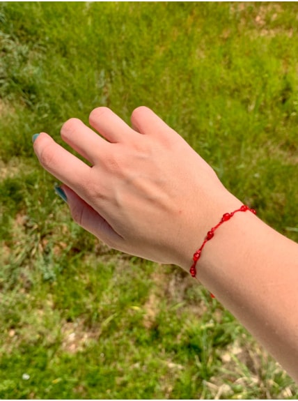 Pulseira Kabbalah - 7 Miçangas Dágua
