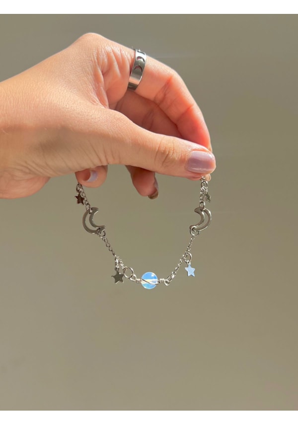 Pulseira Lua e Estrelas - Opalina