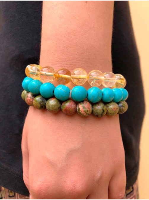 Pulseira Pedras com Elástico - Alegria