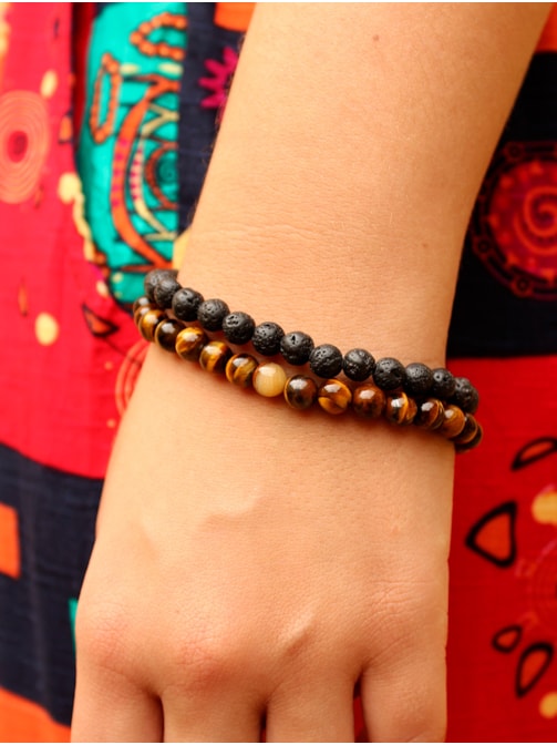 Pulseira Pedras com Elástico - Nature