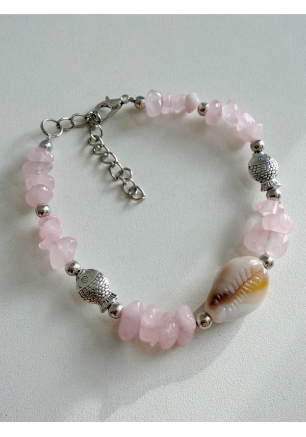 Pulseira Quartzo Rosa - Peixe