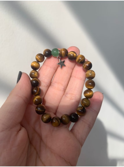 Pulseira Quartzo Verde e Olho de Tigre - Escolha a sua