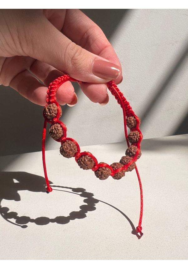 Pulseira Shambala Fio Vermelho - Rudraksha