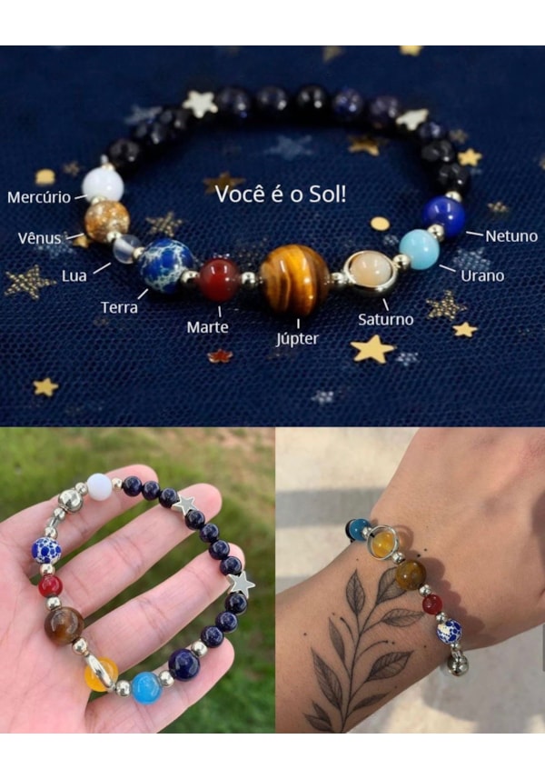 Pulseira Sistema Solar - Estrela Prateada