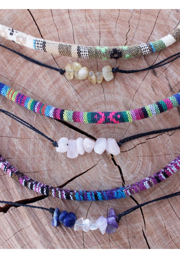 Pulseira Tecelagem Peruana com Pedrinhas