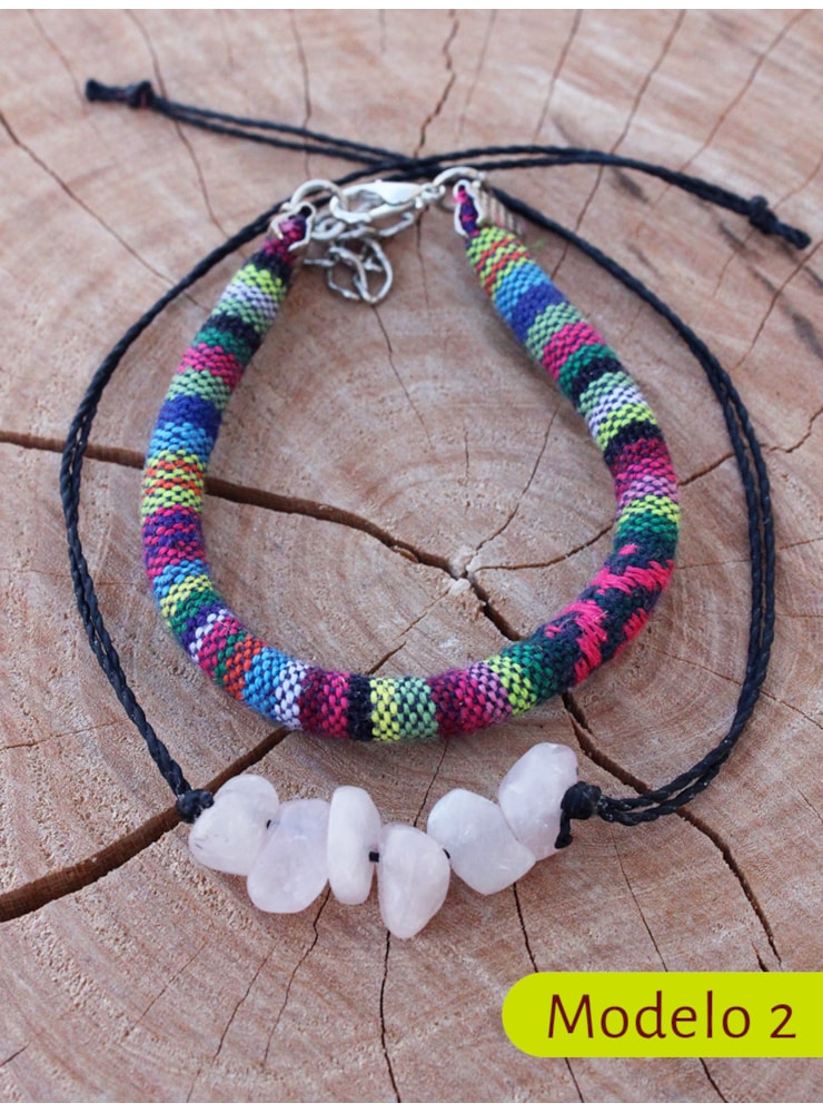 Pulseira Tecelagem Peruana com Pedrinhas — imagem 4