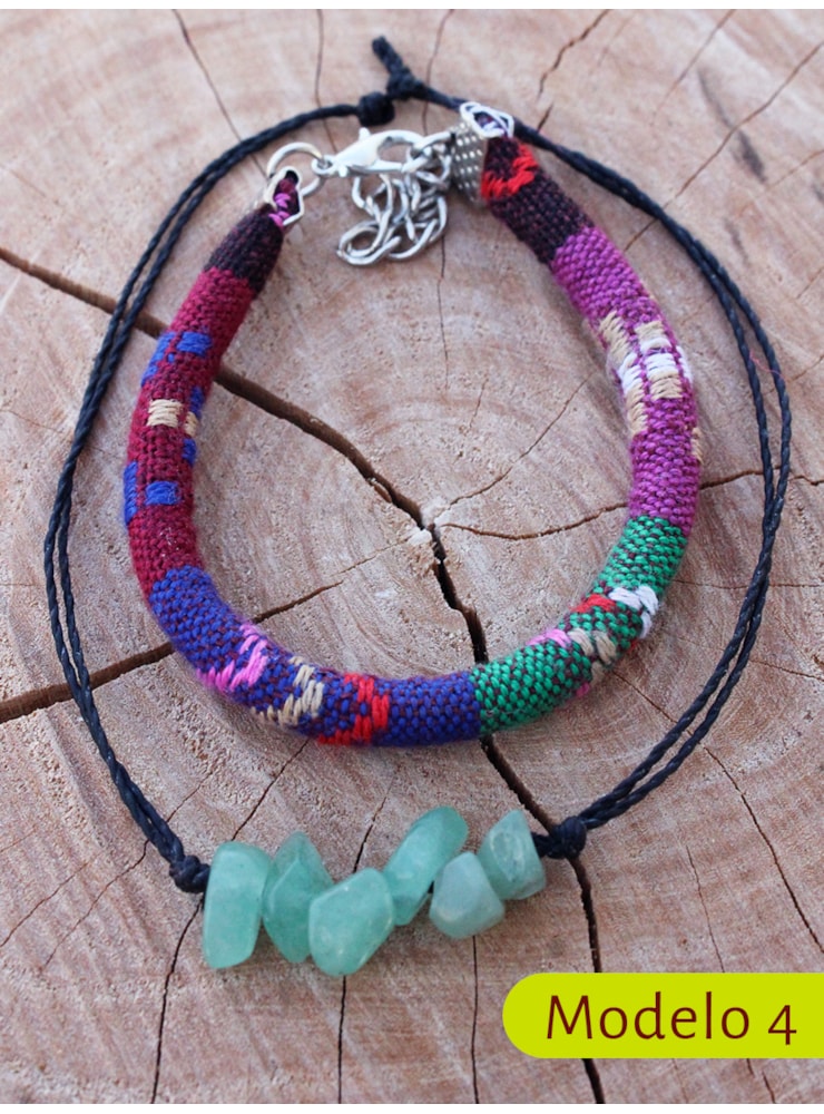 Pulseira Tecelagem Peruana com Pedrinhas — imagem 6