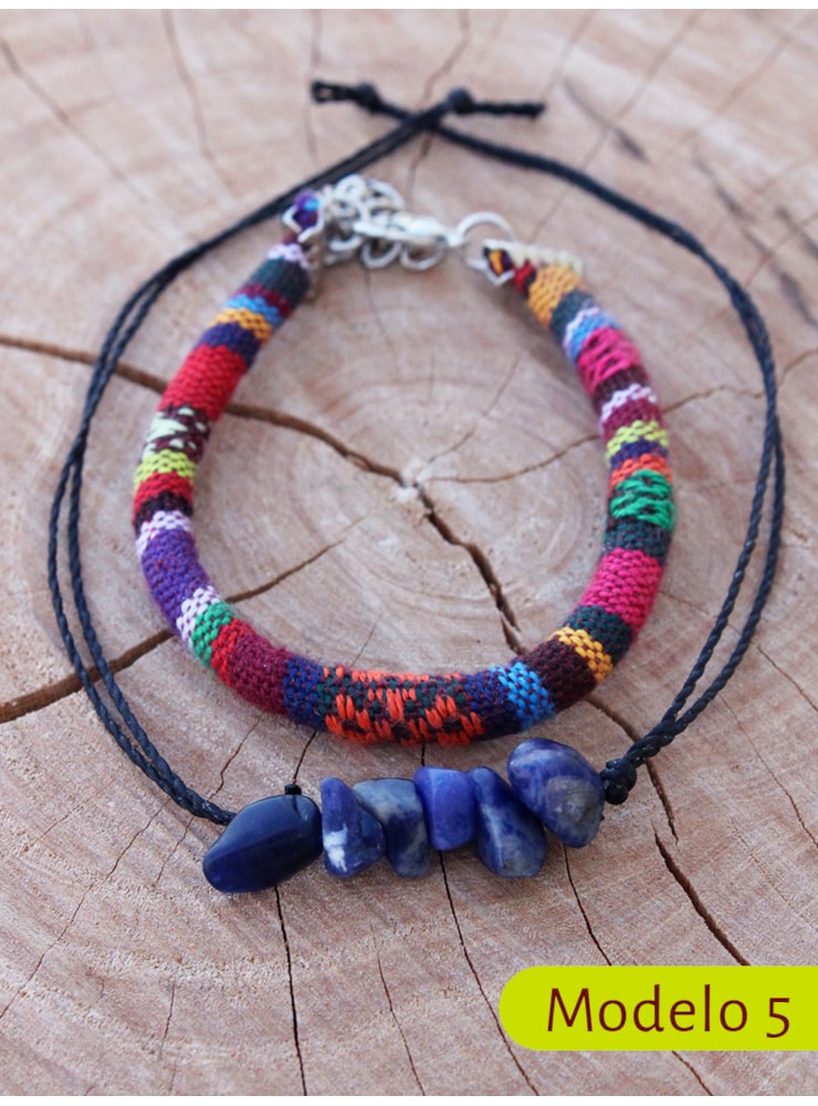 Pulseira Tecelagem Peruana com Pedrinhas — imagem 7
