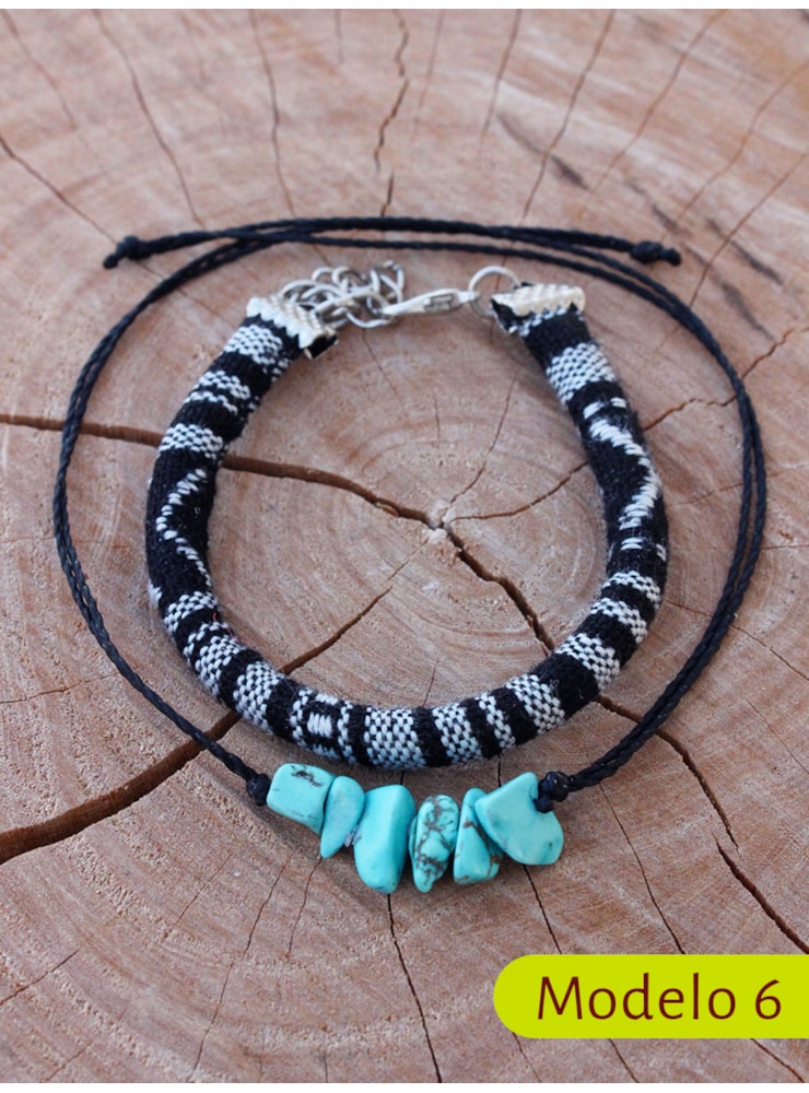 Pulseira Tecelagem Peruana com Pedrinhas — imagem 8