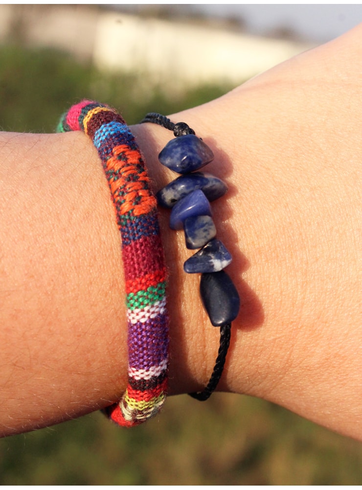 Pulseira Tecelagem Peruana com Pedrinhas — imagem 9