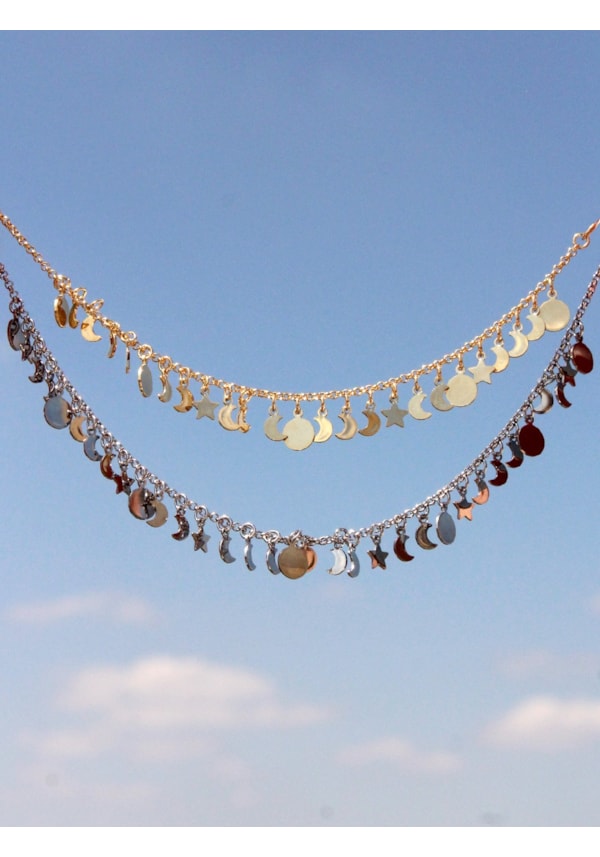 Pulseira / Tornozeleira Fases da Lua e Estrelinhas
