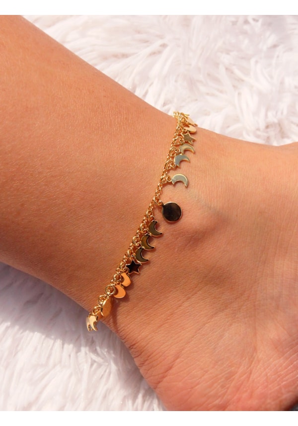 Pulseira / Tornozeleira Fases da Lua e Estrelinhas