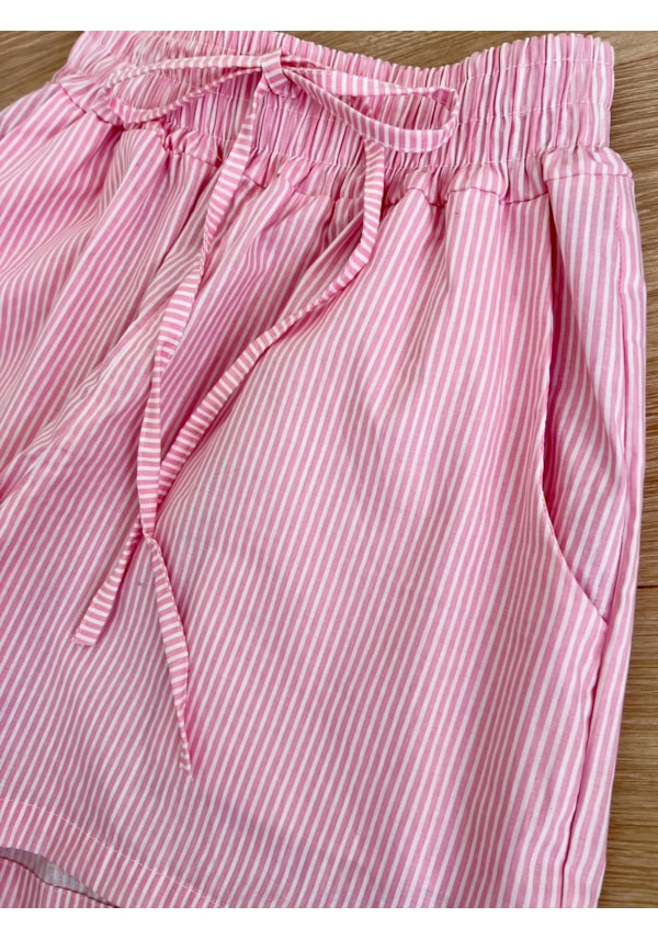 Short Listras - Rosa/Branco