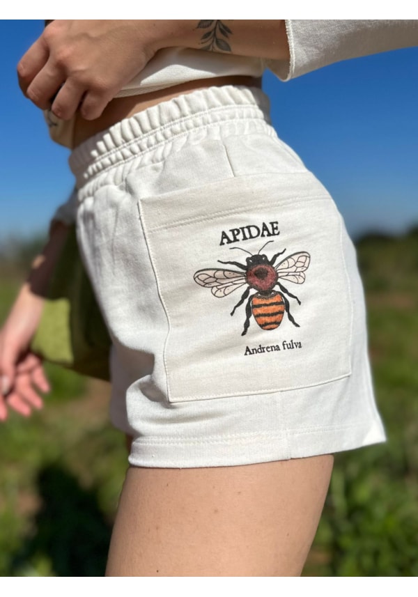 Short Moletom Abelhas - Off-White