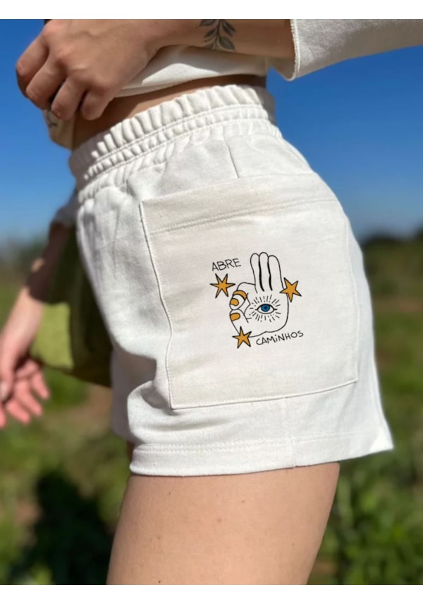 Short Moletom Abre Caminhos - Off-White