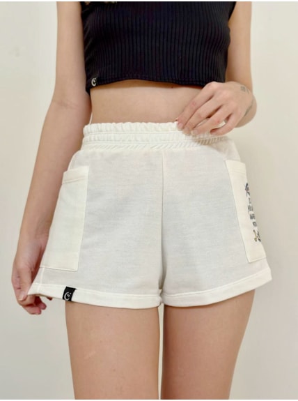 Short Moletom - As Energias me contam - Off-White