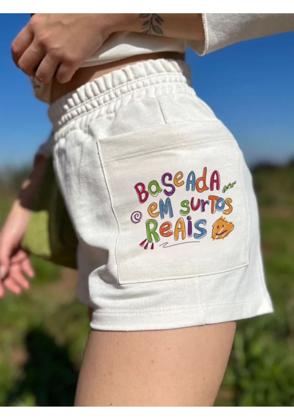 Short Moletom Baseada em Surtos Reais - Off-White