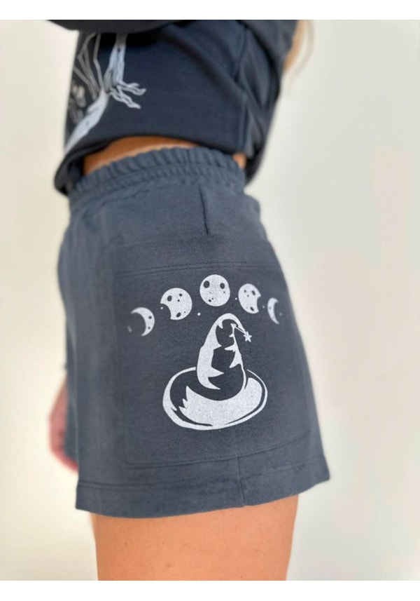 Short Moletom Bruxas para Sempre - Grafite