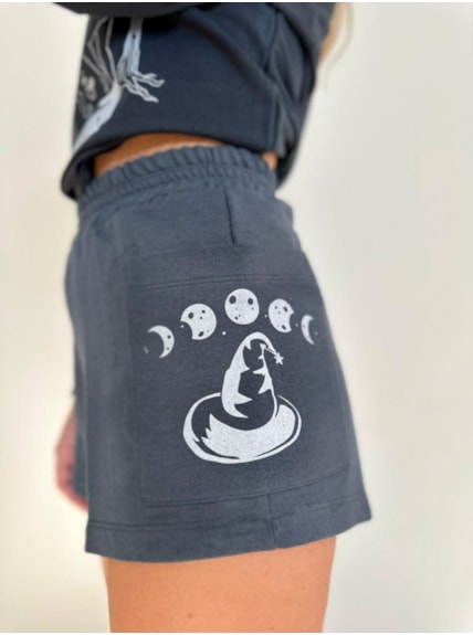 Short Moletom Bruxas para Sempre - Grafite